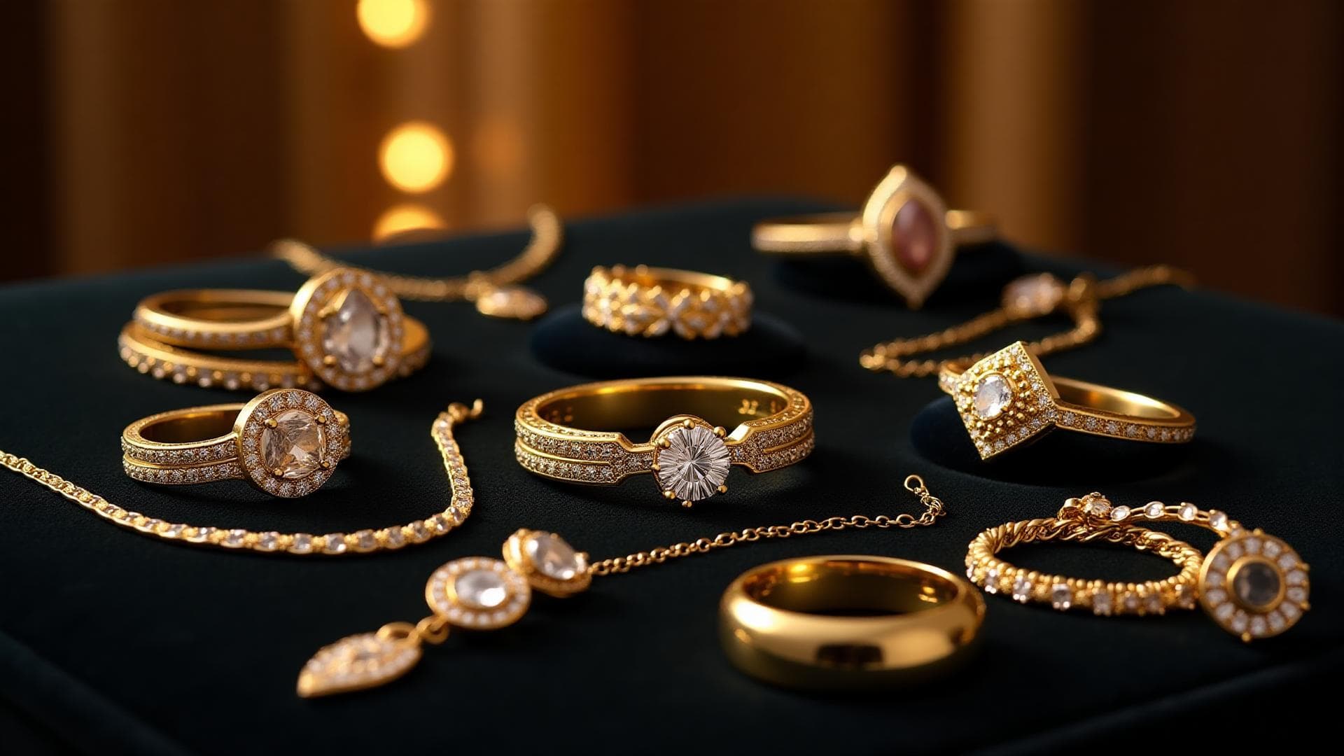پسزمینه جواهرات و حلقههای طلا